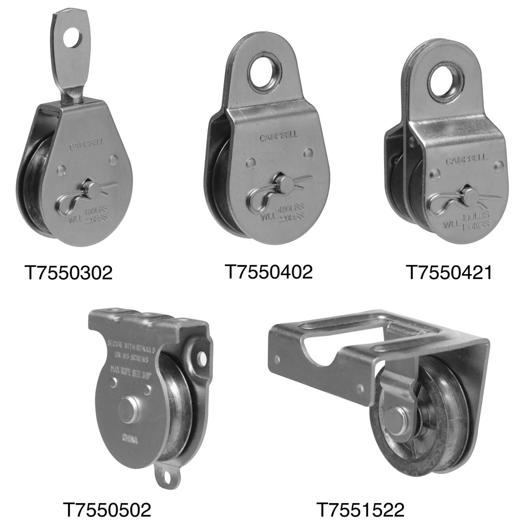 Campbell 1-1/2 in. Zinc-Plated Steel Fixed-Eye Double Sheave Pulley