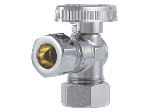 SharkBite Brass Compression Angle Stop, 1/2-in Compression x 1/4-in OD Compression, Quarter-Turn