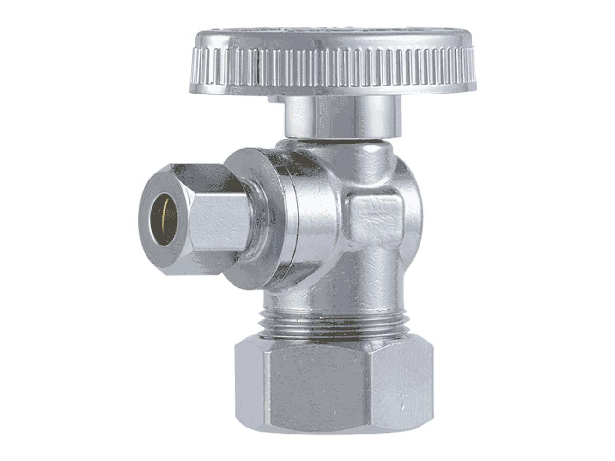 SharkBite Brass Compression Angle Stop Valve, 1/2-in Comp (5/8-in OD) x 3/8-in OD Comp, Quarter-Turn