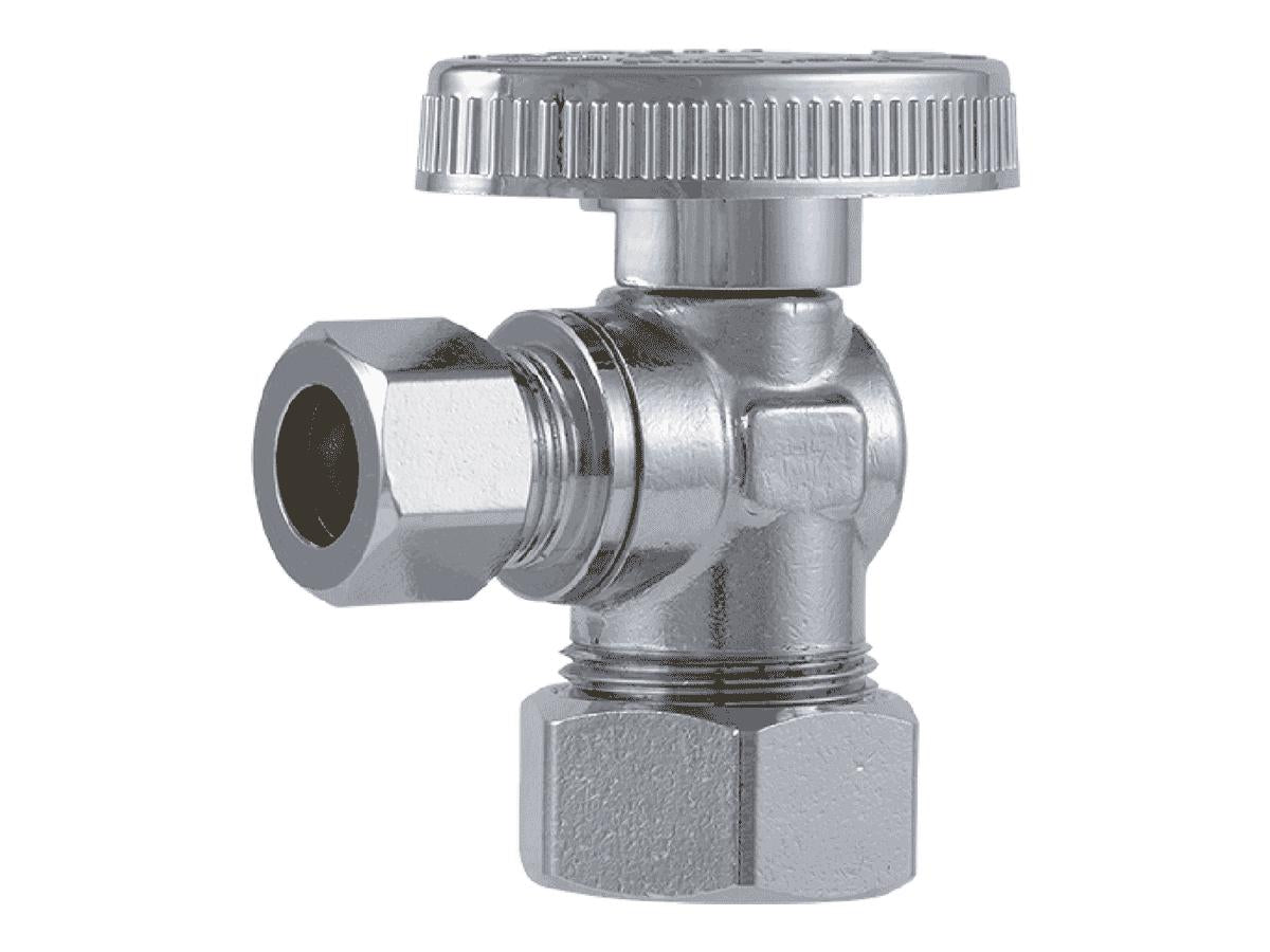 SharkBite Brass Compression Angle Stop, 1/2-in Compression x 1/4-in OD Compression, Quarter-Turn