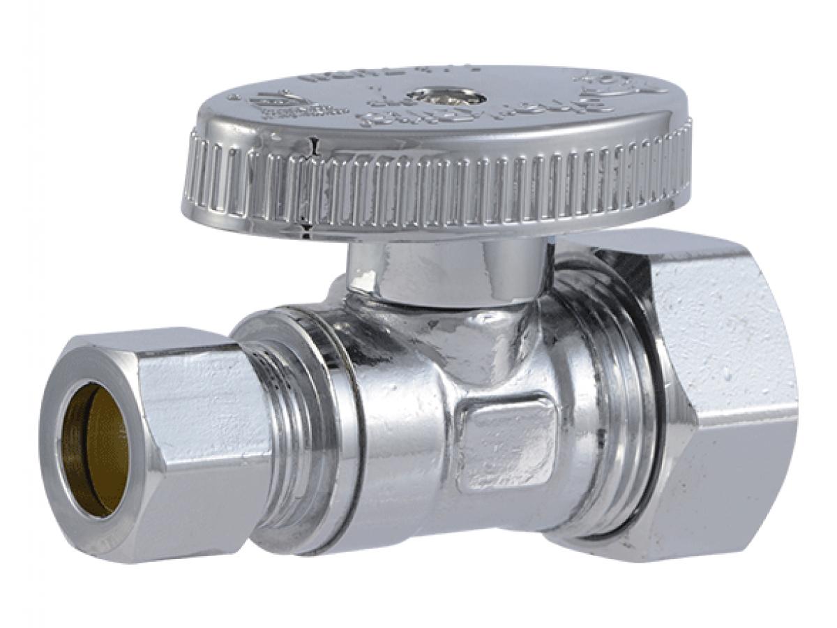 SharkBite Brass 3/8-in OD Female Compression x 3/8-in OD Compression Quarter-Turn Straight Stop Valve