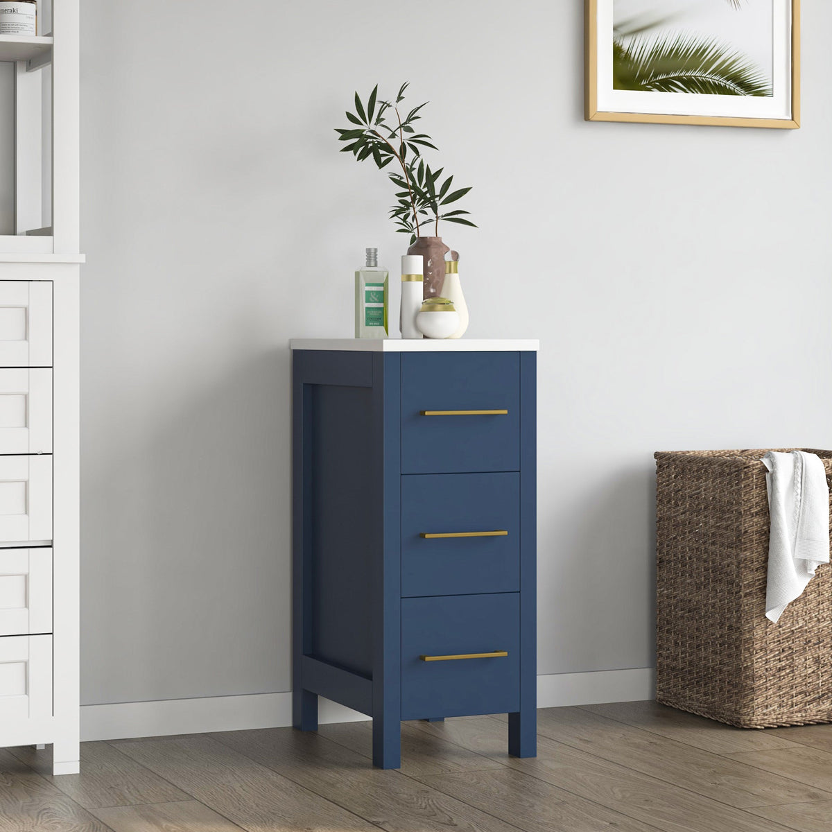 Vanity Art 12 in. W x 18.5 in. D x 30 in. H Bath Vanity Side Cabinet in Espresso with Engineered Marble Top