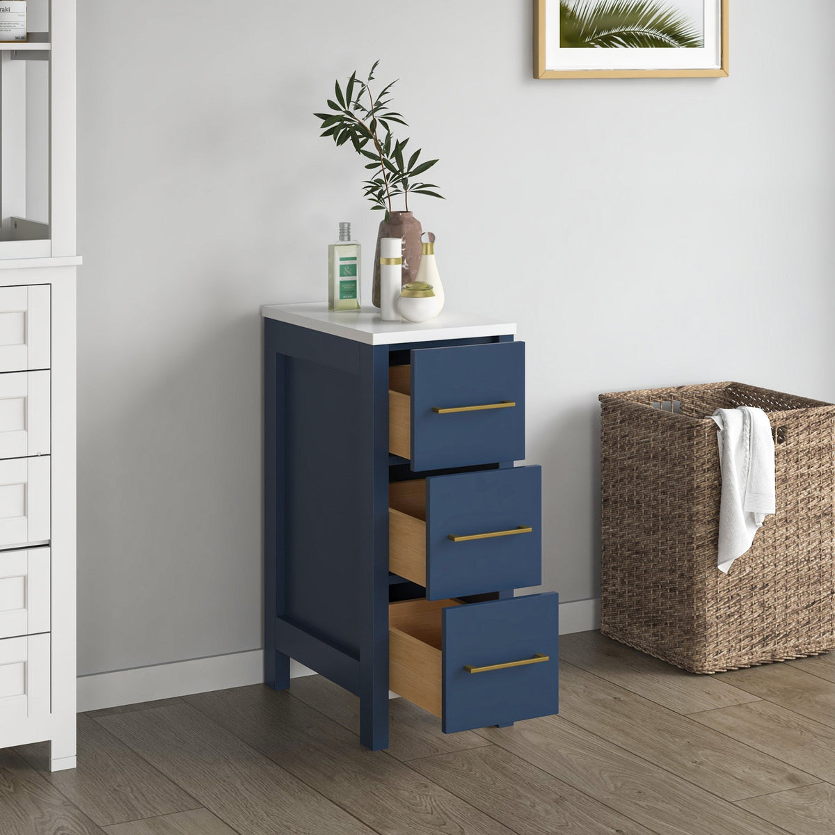 Vanity Art 12 in. W x 18.5 in. D x 30 in. H Bath Vanity Side Cabinet in Espresso with Engineered Marble Top