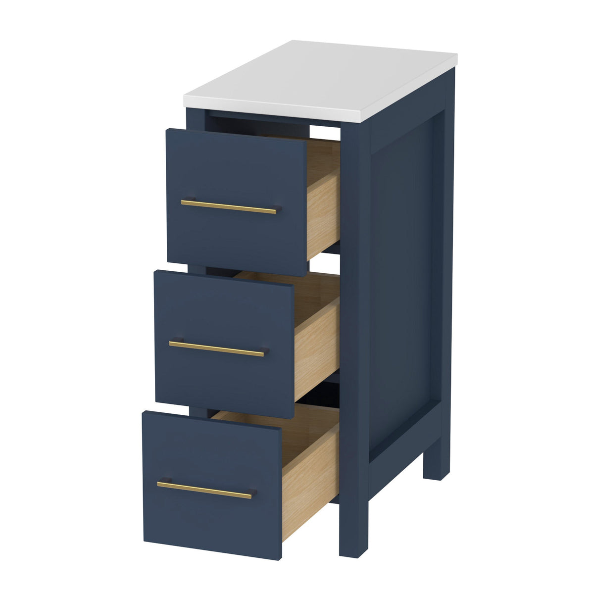 Vanity Art 12 in. W x 18.5 in. D x 30 in. H Bath Vanity Side Cabinet in Espresso with Engineered Marble Top