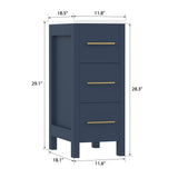 Vanity Art 12 in. W x 18.5 in. D x 30 in. H Bath Vanity Side Cabinet in Espresso with Engineered Marble Top