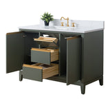 Vanity Art 48 in. W x 22 in. D x 34 in. H Single Sink Bathroom Vanity Cabinet in Vintage Green with Engineered Marble Top