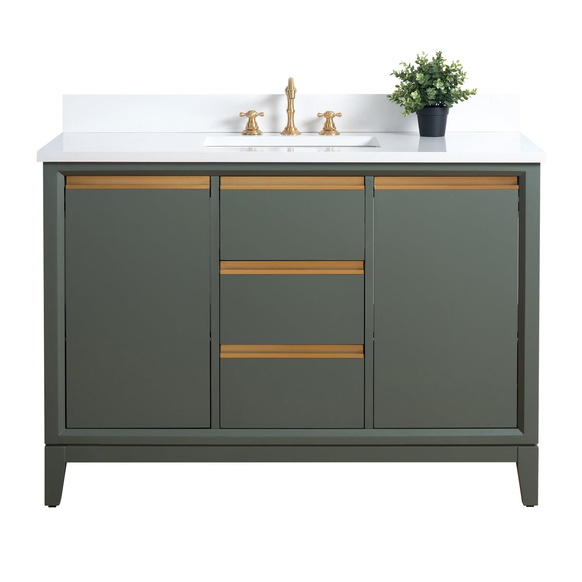 Vanity Art 48 in. W x 22 in. D x 34 in. H Single Sink Bathroom Vanity Cabinet in Vintage Green with Engineered Marble Top