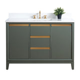 Vanity Art 48 in. W x 22 in. D x 34 in. H Single Sink Bathroom Vanity Cabinet in Vintage Green with Engineered Marble Top