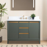 Vanity Art 48 in. W x 22 in. D x 34 in. H Single Sink Bathroom Vanity Cabinet in Vintage Green with Engineered Marble Top