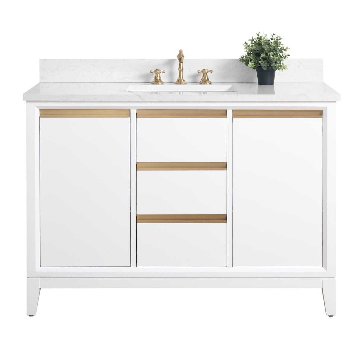 Vanity Art 48 in. W x 22 in. D x 34 in. H Single Sink Bathroom Vanity Cabinet in Vintage Green with Engineered Marble Top