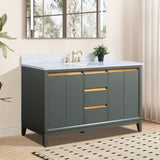 Vanity Art 60 in. W x 22 in. D x 34 in. H Single Sink Bathroom Vanity Cabinet in Cashmere Gray with Engineered Marble Top in White