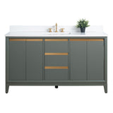 Vanity Art 60 in. W x 22 in. D x 34 in. H Single-Sink Bath Vanity in Driftwood Gray with Engineered Marble Top in Arabescato White