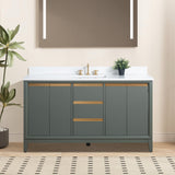 Vanity Art 60 in. W x 22 in. D x 34 in. H Single-Sink Bath Vanity in Driftwood Gray with Engineered Marble Top in Arabescato White