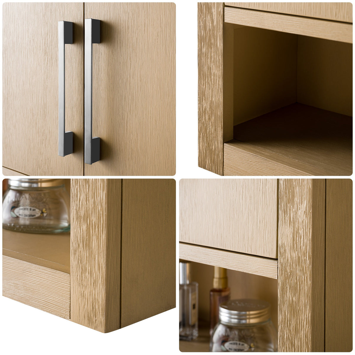 Vanity Art 24 in. W x 8 in. D x 33 in. H Bathroom Storage Wall Cabinet in Natural Oak (Golden Brushed)