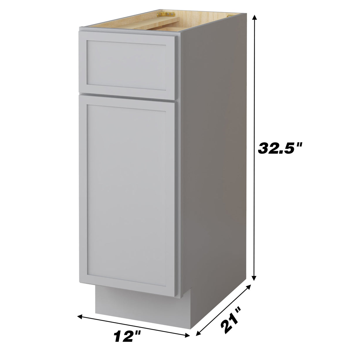 Vanity Art 12 in. W x 21 in. D x 32.5 in. H 3-Drawer Bath Vanity Cabinet Only, Gray