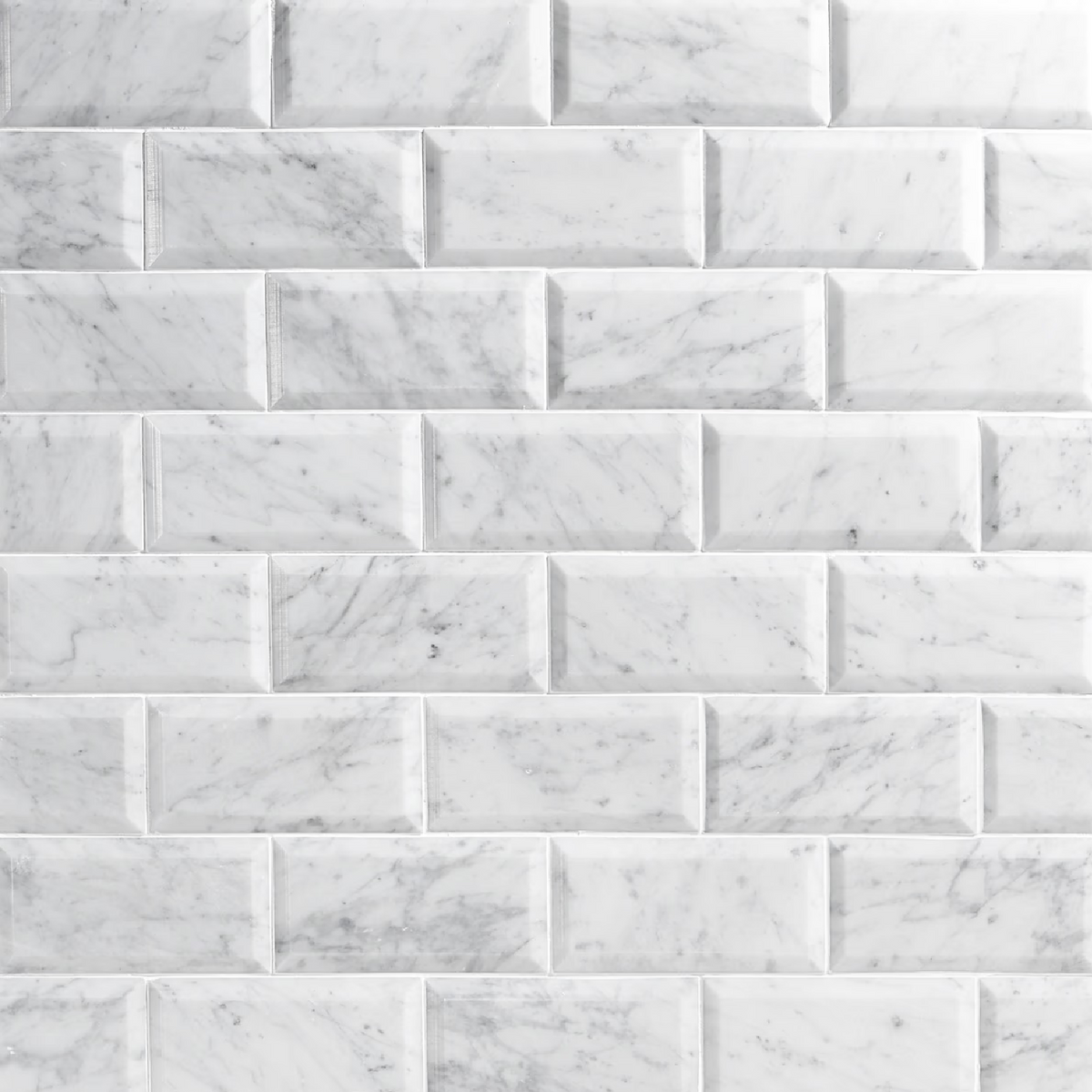 Carrara White 3x6 Beveled Polished Marble Subway Tile