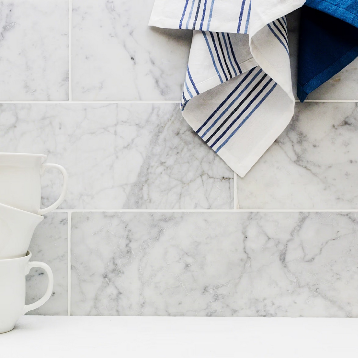 Carrara White 6x18 Honed Marble Tile