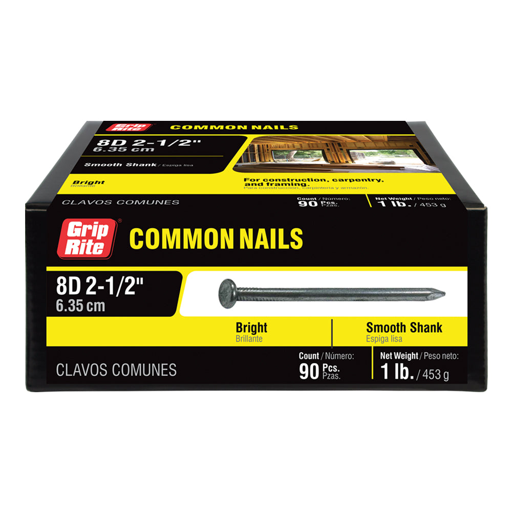 Grip-Rite 60D 6 in. Common Hot-Dipped Galvanized Steel Nail, Flat Head, 50 lb