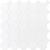 Daltile Octagon and Dot Matte White with Black Dot 12 in. x 12 in. x 6 mm Ceramic Mosaic Floor and Wall Tile (1 sq. ft. per piece)