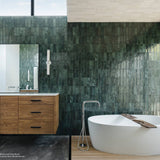 Bedrosians Cloe 2.5" x 8" Glossy Ceramic Wall Tile in Green, 10.64 sq. ft. per Carton