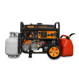 WEN DF1100T 11,000/8,300-Watt 120V/240V Dual Fuel Gasoline & Propane Electric Start Portable Generator with Wheel Kit