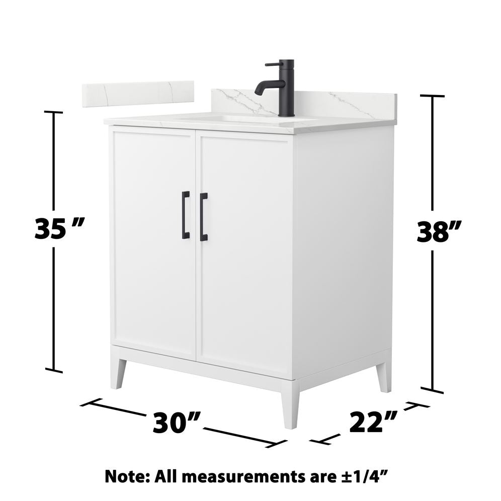 Wyndham Collection Elan 30" White Oak Bathroom Vanity with Quartz Top