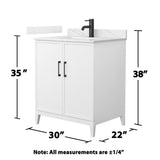 Wyndham Collection Elan 30" White Oak Bathroom Vanity with Quartz Top