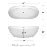 Rebecca 70 in. Acrylic Flatbottom Bathtub in White with Matte Black Trim