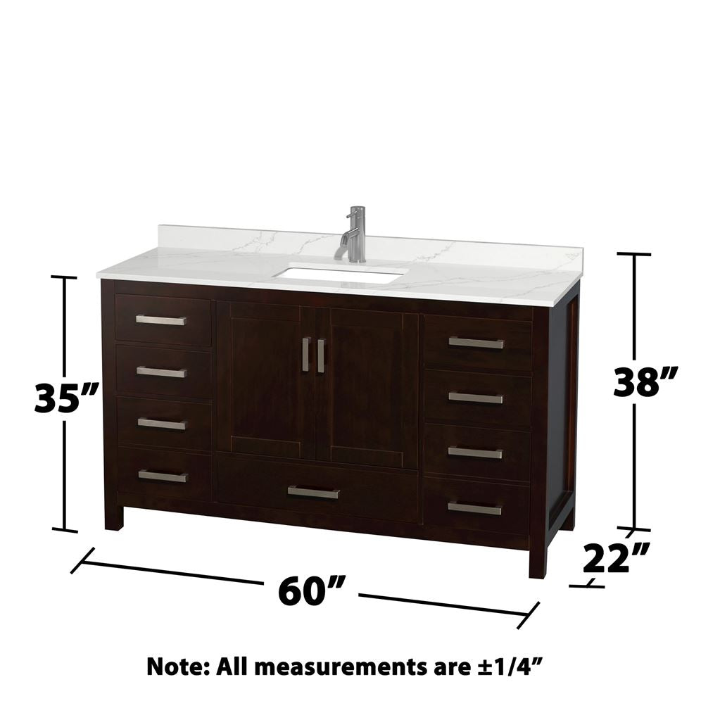 Wyndham Collection Sheffield 60-in Espresso Single Sink Bathroom Vanity with Ivory Natural Marble Top