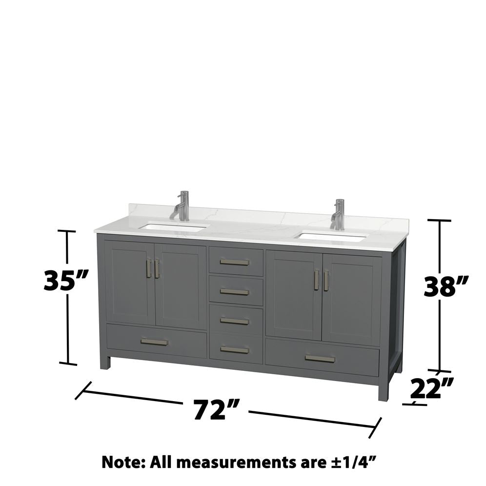 Wyndham Collection Sheffield 70.75-in Dark Gray Double Bathroom Vanity Cabinet with Mirrors