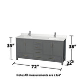 Wyndham Collection Sheffield 70.75-in Dark Gray Double Bathroom Vanity Cabinet with Mirrors