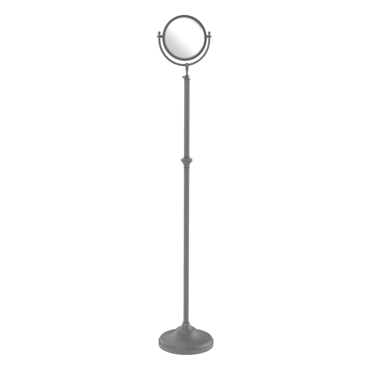 Allied Brass 10.5-in x 56–68-in Satin Chrome Double-Sided Magnifying Freestanding Vanity Mirror, 8-in Diameter