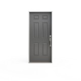 Masonite 30 in. x 80 in. Premium 6-Panel Left Hand Inswing Primed Steel Prehung Front Exterior Door (No Brickmold)
