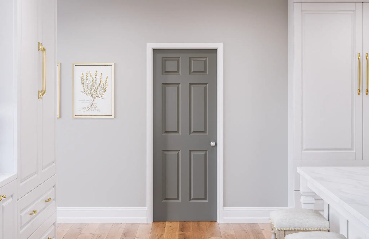 Masonite Traditional 28-in x 80-in 6-Panel Solid Core Primed Molded Composite Left Hand Single Prehung Interior Door