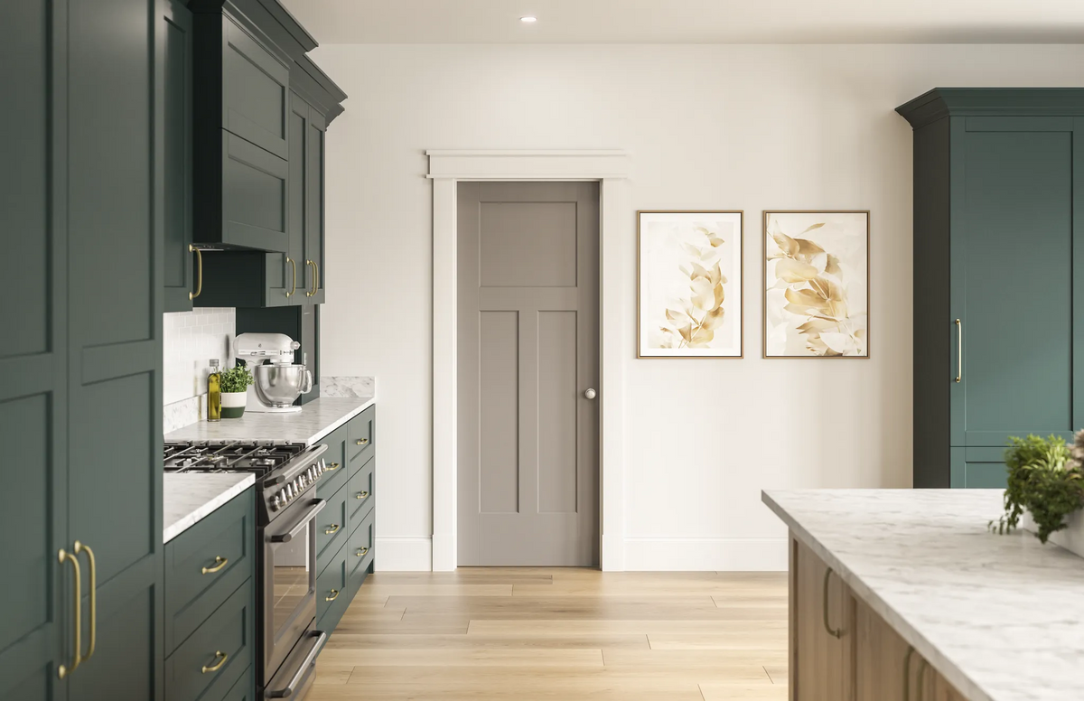 Masonite Winslow 28-in x 80-in 3-Panel Craftsman Solid Core Molded Composite Left-Hand Single Prehung Interior Door