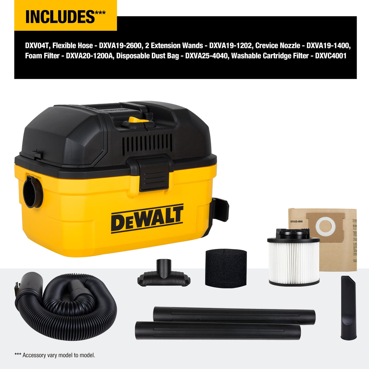DEWALT 4-Gallon Portable Wet/Dry Shop Vacuum, 5.0 Peak HP, DXV04T