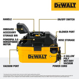 DEWALT 4-Gallon Portable Wet/Dry Shop Vacuum, 5.0 Peak HP, DXV04T