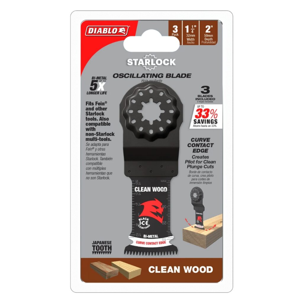Diablo Starlock Bi-Metal Oscillating Blade for Clean Wood 1-1/4" 3/Pack