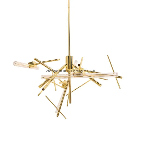 DLSS Lighting Dlss New Restaurant Gold LED Glass Tube Pendant Lighting