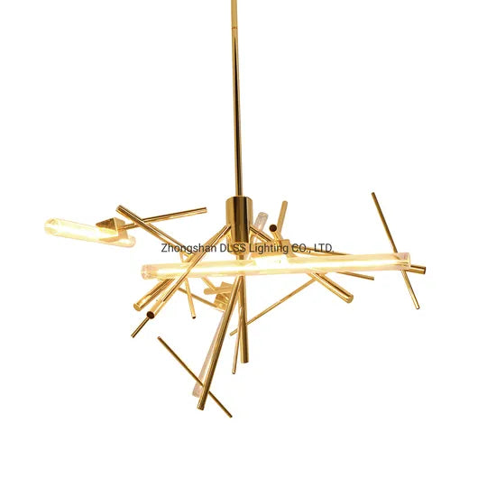 DLSS Lighting Dlss New Restaurant Gold LED Glass Tube Pendant Lighting