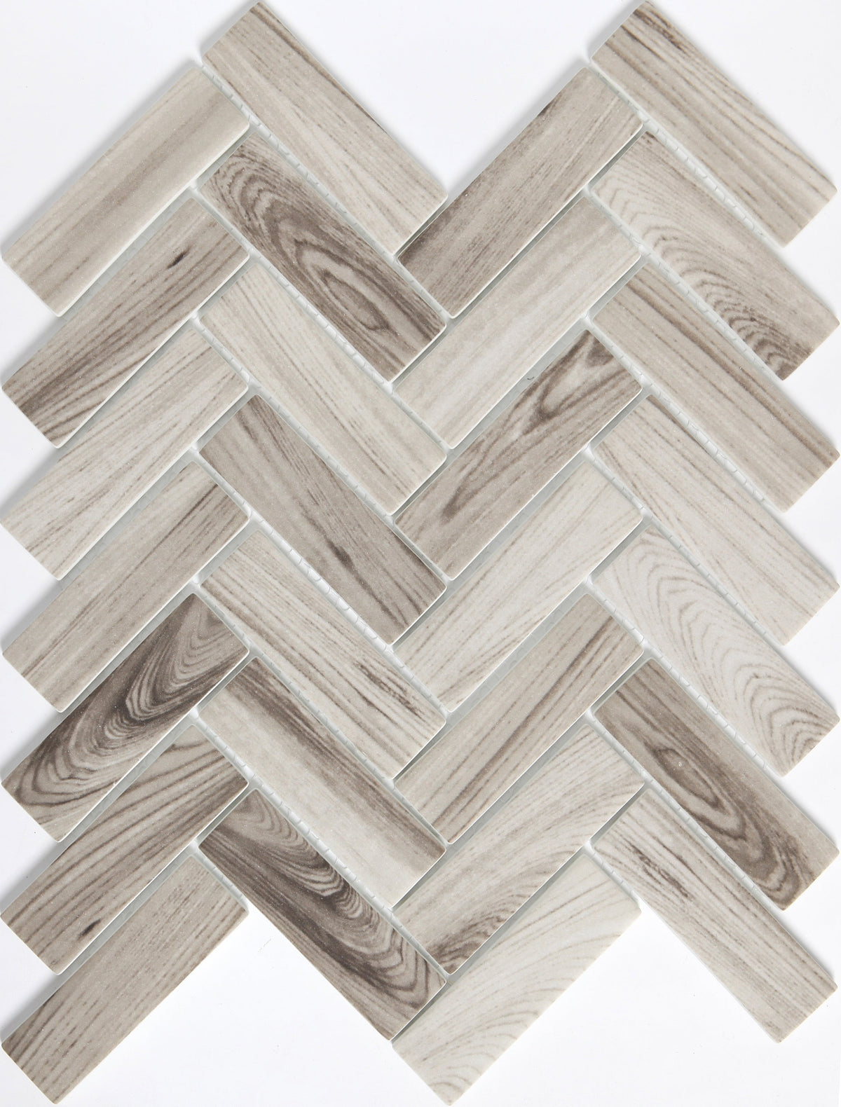 Emser Echo 14‑Pack Gray Wood Look Glass Mosaic Tile Border, 2" Hex on 12" x 14" Mesh