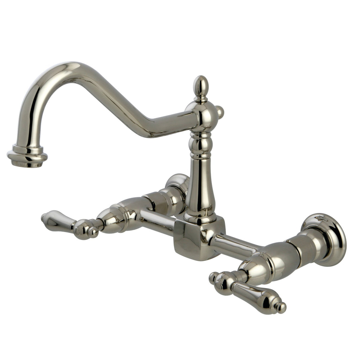 Elements of Design Polished Brass 2-Handle Wall-Mount Bridge Kitchen Faucet