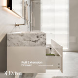 Eviva Fritti 48 in. W x 20 in. D x 16.5 in. H Floating Bathroom Vanity in White with White Carrara Marble Top with Trough Sink