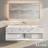 Eviva Fritti 48 in. W x 20 in. D x 16.5 in. H Floating Bathroom Vanity in White with White Carrara Marble Top with Trough Sink