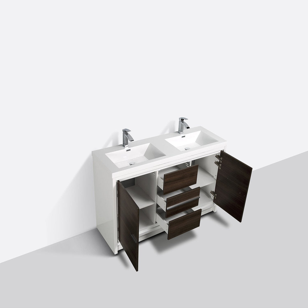 Eviva Grace 60 in. W x 20 in. D x 36 in. H Double Bathroom Vanity in White with White Acrylic Top with White Sinks