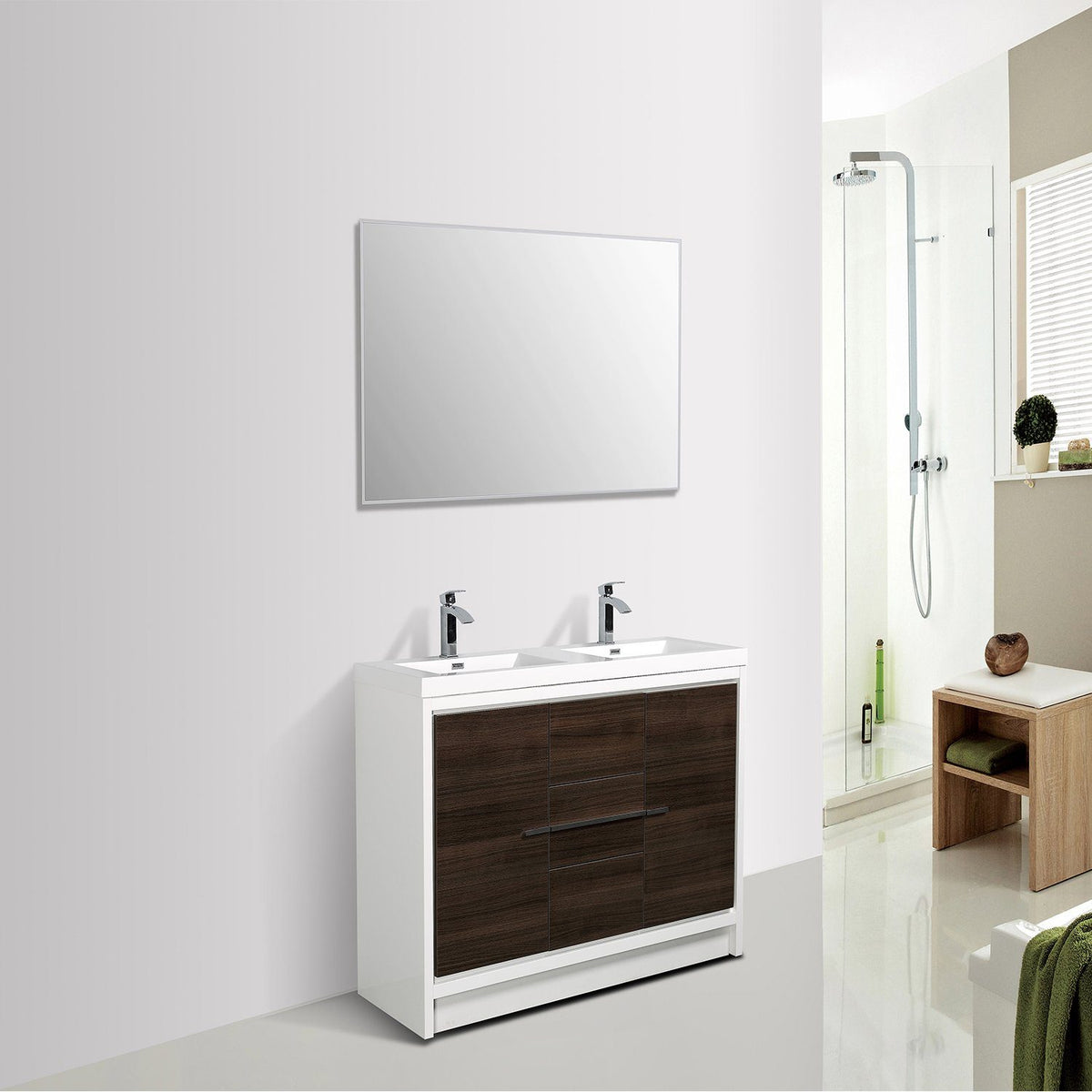 Eviva Grace 60 in. W x 20 in. D x 36 in. H Double Bathroom Vanity in White with White Acrylic Top with White Sinks