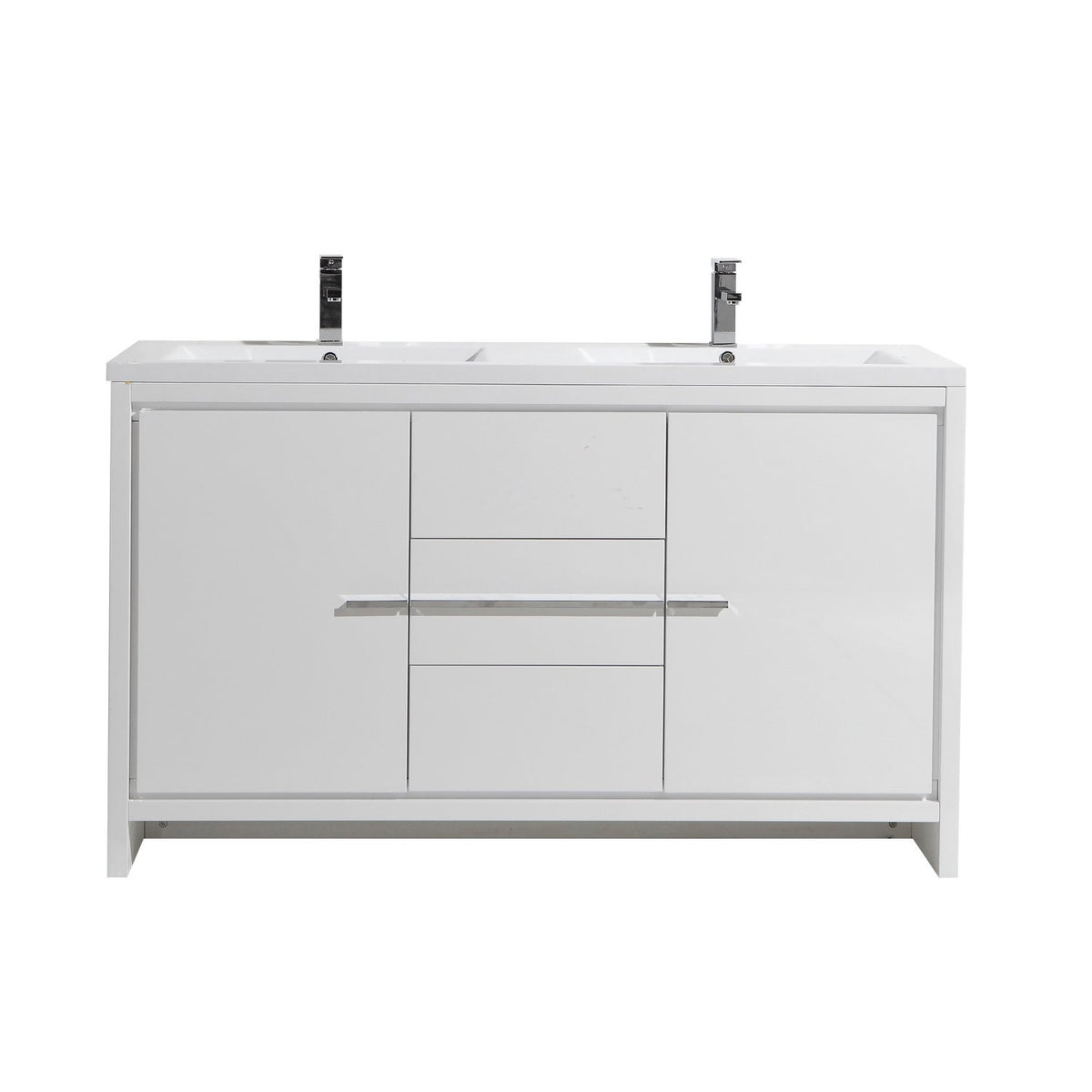 Eviva Grace 60 in. W x 20 in. D x 36 in. H Double Bathroom Vanity in White with White Acrylic Top with White Sinks