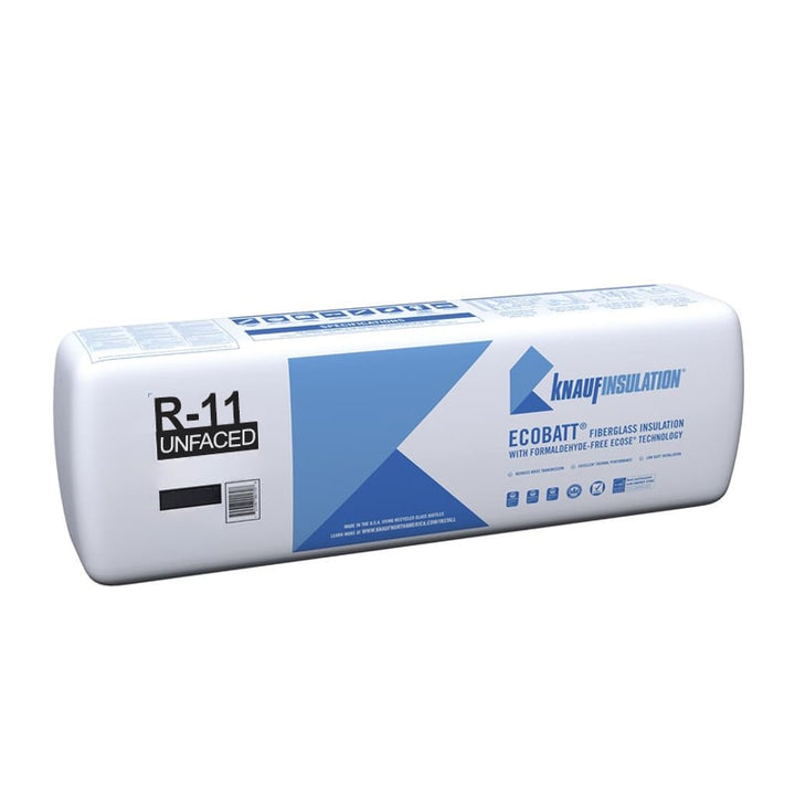 Knauf Insulation EcoBatt R-11 Unfaced Fiberglass Insulation Batts, 3.5 in. x 23.25 in. x 93 in., 240.25 Sq. Ft. (8 Bags)