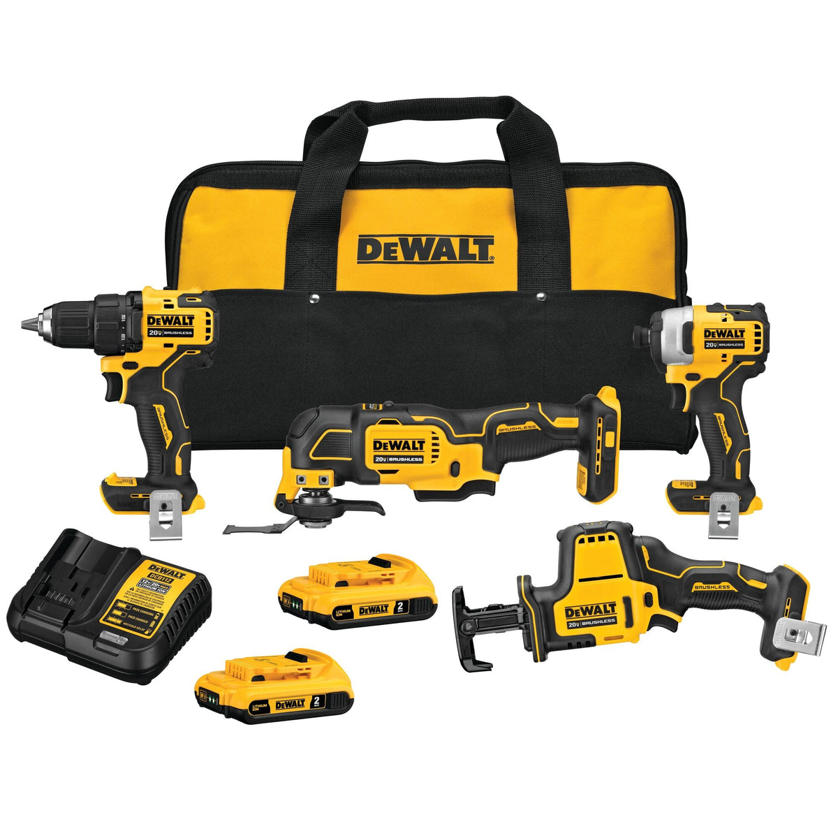 DEWALT 20-Volt MAX Lithium-Ion Cordless 4-Tool Combo Kit with 1/4 in. Impact Driver