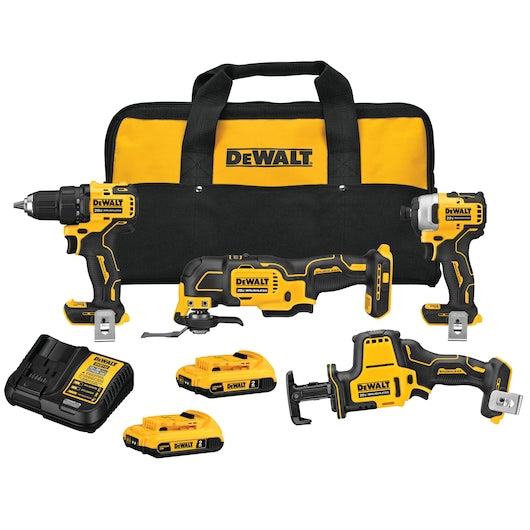 DEWALT 20-Volt MAX Lithium-Ion Cordless 4-Tool Combo Kit with 1/4 in. Impact Driver
